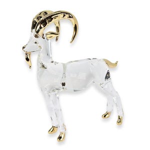 Small 4.25&quot; Tall Clear Goat Figurine Miniatures Hand Blown Glass Goats Wildlife Figures Farm Animals Crystal Décor Collectible Pet Figurines