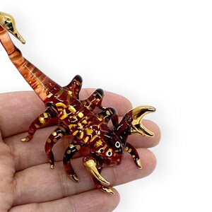 3&quot; L Brown Scorpion Hand Blown Glass Bug Miniature Insect Figurine Animal Crystal Dollhouse  Scorpions Decorative Collectible Figurines Gift