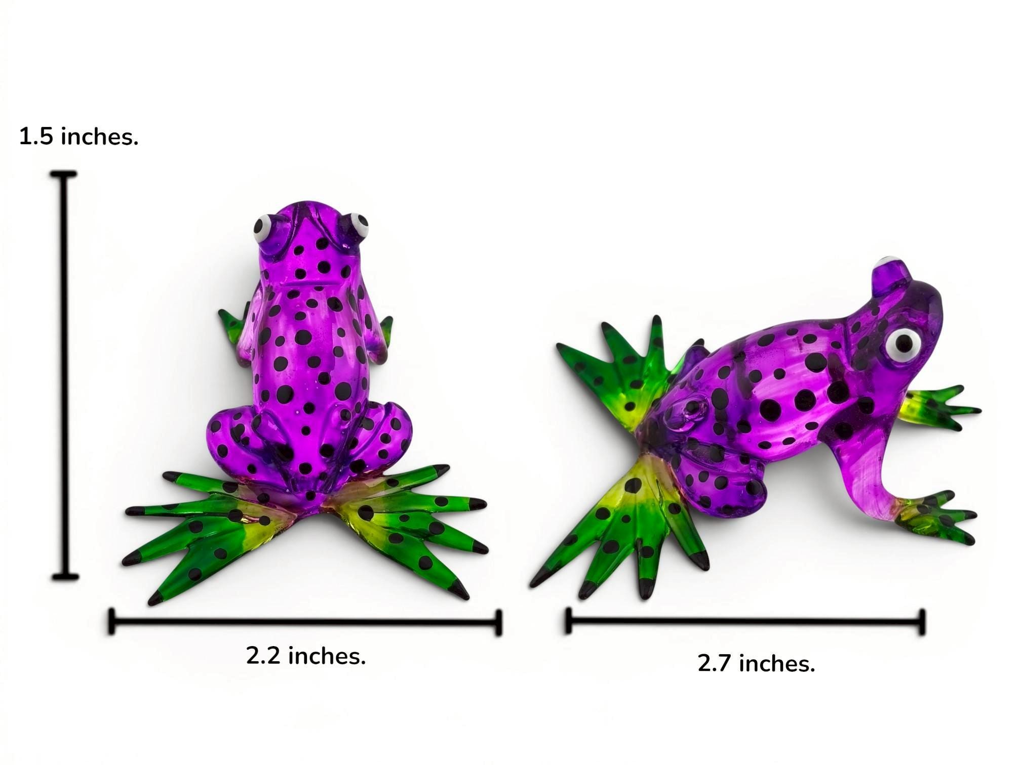 Hand Blown Glass Purple Frog Figurine | Miniature Poison Dart Frog
