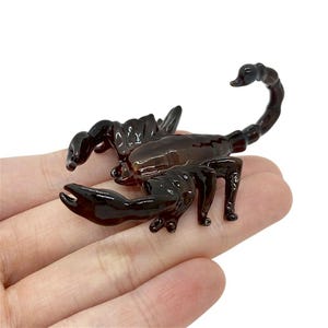 Tiny 2.5&quot;Long Dark Brown Scorpion Miniature Ceramic Arthropodal Animals Porcelain Insects Figure Collectible Bugs Clay Figurines Décor Gifts