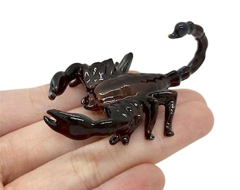 Tiny 2.5"Long Dark Brown Scorpion Miniature Ceramic Arthropodal Animals Porcelain Insects Figure Collectible Bugs Clay Figurines Décor Gifts