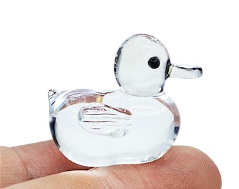 1" L Clear Mallard Duck Decor Ducks Figurine Waterfowl Bird Miniature Blown Glass Wildlife Crystal Animals Birds Collectible Figurines Gifts