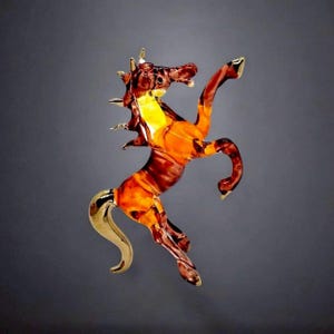 Small 2.5&quot;Tall Brown Horse Figurines Miniature Hand Blown Glass Pony Crystal Farm Animals Figure Decorative Collectible Horses Figurine Gift