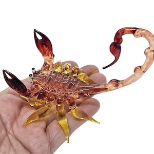 5.75&quot;Tall Brown Scorpion Hand Blown Glass Bug Miniature Insect Figurine Animal Crystal Dollhouse  Scorpions Decor Collectible Figurines Gift