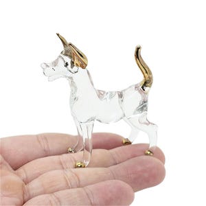 Tiny 2&quot;Long Clear Thai Ridgeback Dog Figurines Miniature Blown Glass Dogs Figures Crystal Pet Decor Puppy Collectible Figurine Animals Gifts