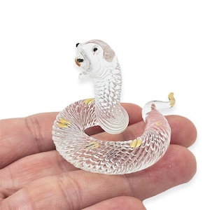 2&quot;Long Clear Gold Viper Slithering Snake Figurine Miniature Hand Blown Glass Serpent Snakes Small Crystal Reptile Animals Collectible Figure