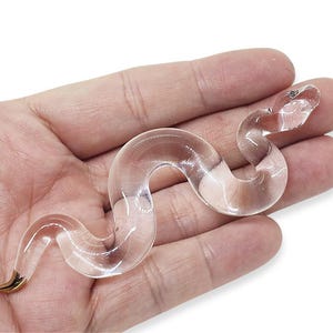 2.5&quot; L Clear Gold Viper Slithering Snake Figurine Miniature Hand Blown Glass Serpent Snakes Small Crystal Reptile Animals Collectible Figure