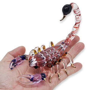 4&quot; L Red Purple Scorpion Hand Blown Glass Bug Miniature Insect Figurine Animal Crystal Dollhouse  Scorpions Decorative Collectible Figurines