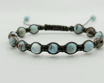 Larimar Bracelet 6mm | Calm & Serenity | Adjustable Gemstone Bracelet | Minimalist Crystal Jewellery