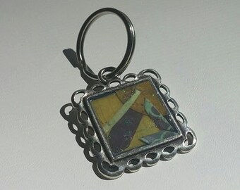 Handmade Recycled Card Stock Key Chain