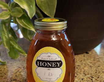 1 lb 100% Raw, Pure, Unfiltered, Unheated Wisconsin Wildflower Honey GLASS JAR