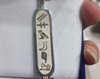Your name in hieroglyphic, Egyptian Cartouche pendant in Sterling silver, Handmade personalized with your name, comes to you from Egypt