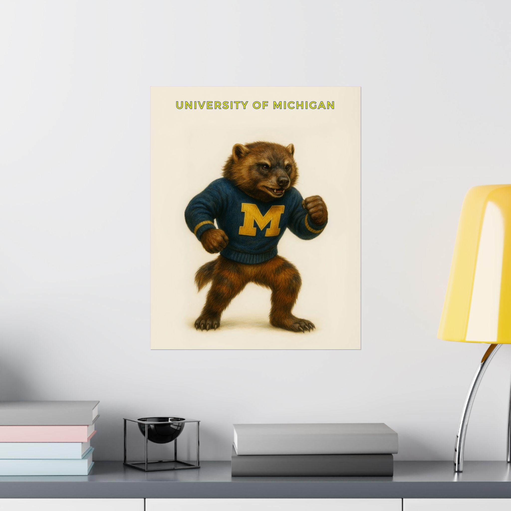 University of Michigan Mascot Poster, Matte Wall Art, College Dorm