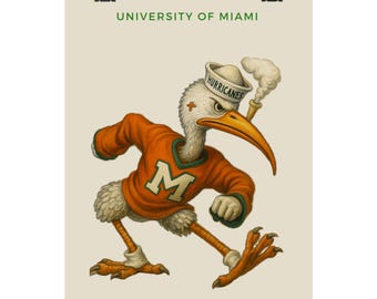 Matte verticale poster Universiteit van Miami, wanddecoratie, College Sports Team decor, kunst slaapzaal, cadeau voor fans