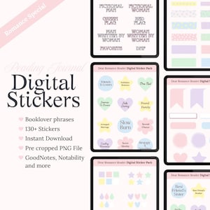Pastel Romance Book Stickers for GoodNotes | Digital Stickers for Reading Journals | Pastel Aesthetic Book Tracker Stickers