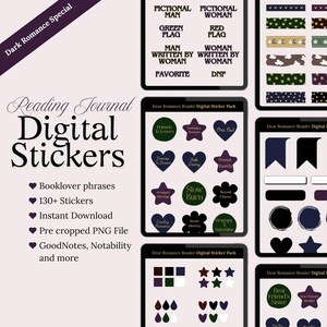Dark Romance Book Stickers for GoodNotes | Digital Stickers for Reading Journals | Dark Aesthetic Book Tracker Stickers
