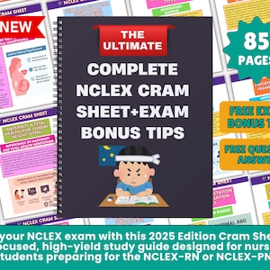 NCLEX Cram Sheet: 2025 Nursing Study Guide & Bonus Tips (Digital Download)