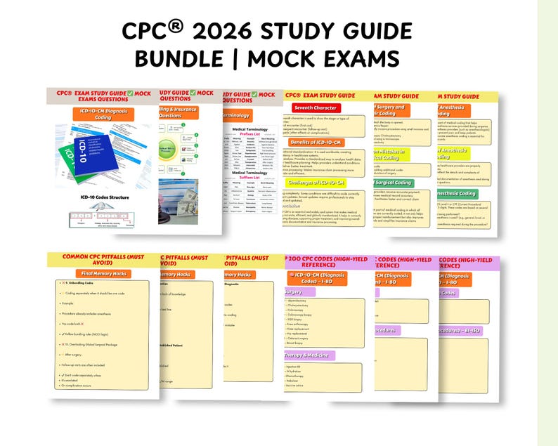 CPC® 2026 Exam Study Guide Bundle | Medical Terminology, ICD-10, Mock ...