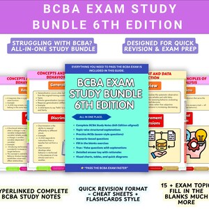 BCBA Exam Study Guide 6th Edition | Aba Notes + Practice Questions + Mock Exams | Behavior Analysis Study Bundle | BCBA Prep Workbook PDF