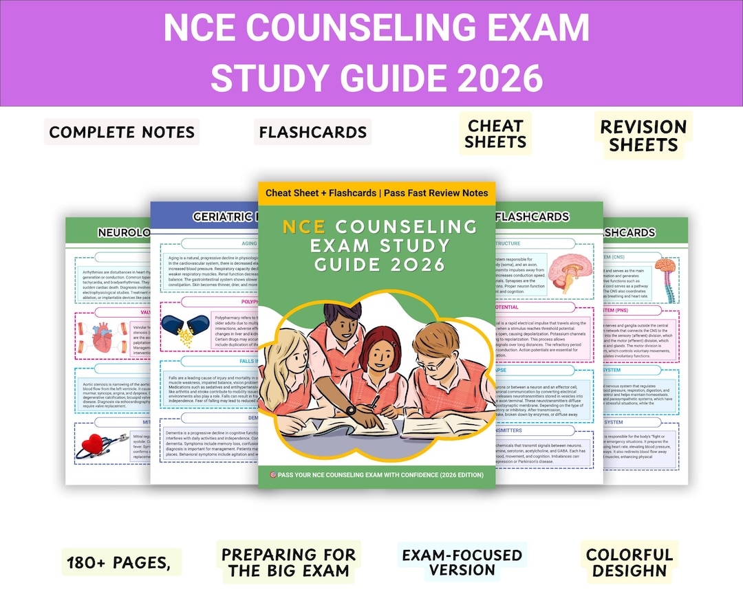 NCE Exam Study Guide 2026 | Cheat Sheets + Flashcards Bundle | NCE Prep ...