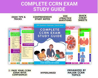 CCRN Study Guide | Critical Care Nursing Notes, Practice Questions (Digital Download)