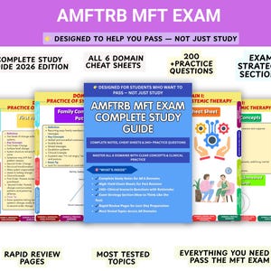 La guía definitiva para el examen AMFTRB MFT 2026 / Apuntes, hojas de trucos, preguntas de práctica y repaso rápido