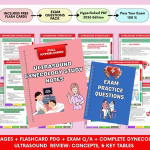 Hyperlinked Ultrasound Gynecology Study Guide: Sonographer Exam Prep,Q/A Flashcards  2026 Edition