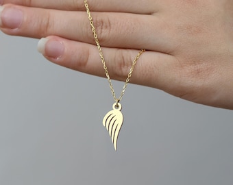 Gold Guardian Angel Wing Necklace - Sterling Silver Memorial Jewelry