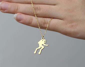 Gold Taucher Halskette - Sterling Silber Ocean Anhänger