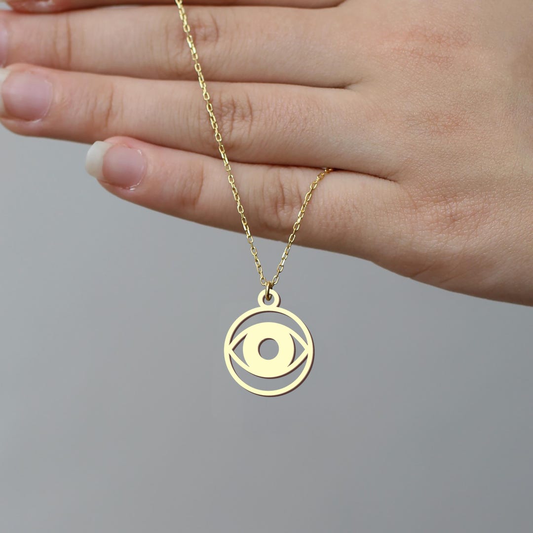 Gold Evil Eye Pendant Necklace – Sterling Silver Protection Jewelry - Etsy