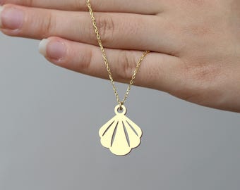Gold Plated Seashell Necklace - Sterling Silver Ocean Pendant
