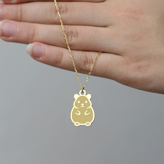 Cute Hamster Pendant Necklace • Gold or Silver Animal Jewelry