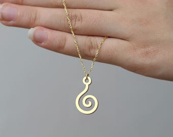 Gold Plated Spiral Necklace - Minimalist Boho Pendant