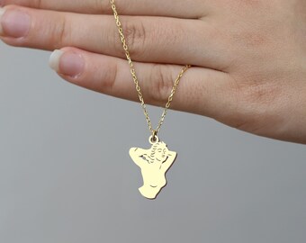 Gold Female Body Necklace – Sterling Silver Goddess Silhouette Pendant