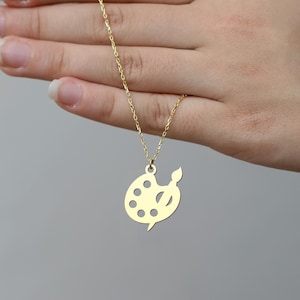 Gold Artist Palette Necklace | Creative Jewelry Gift | 925 Sterling Silver | Painter Pendant | Unique Gift for Art Lovers