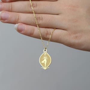 Gold Yoga Pose Necklace | Tree Pose Jewelry | 925 Sterling Silver | Mindfulness Pendant | Zen Gift for Her