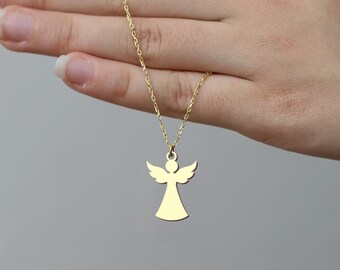 Angel Necklace - Guardian Angel Pendant - Minimalist Gold Spiritual Jewelry