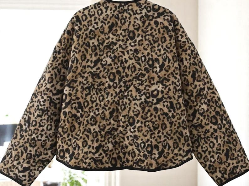 Casual Daily Leopard Print Contrast O Neck Jacket main image 1