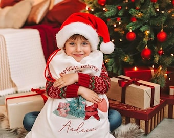 Personalized Santa Sack, Woodland Animals Christmas Gift Bag