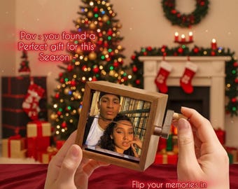Personalized Photo Flipbook Box with Light – Handcrafted Wooden Animation Gift