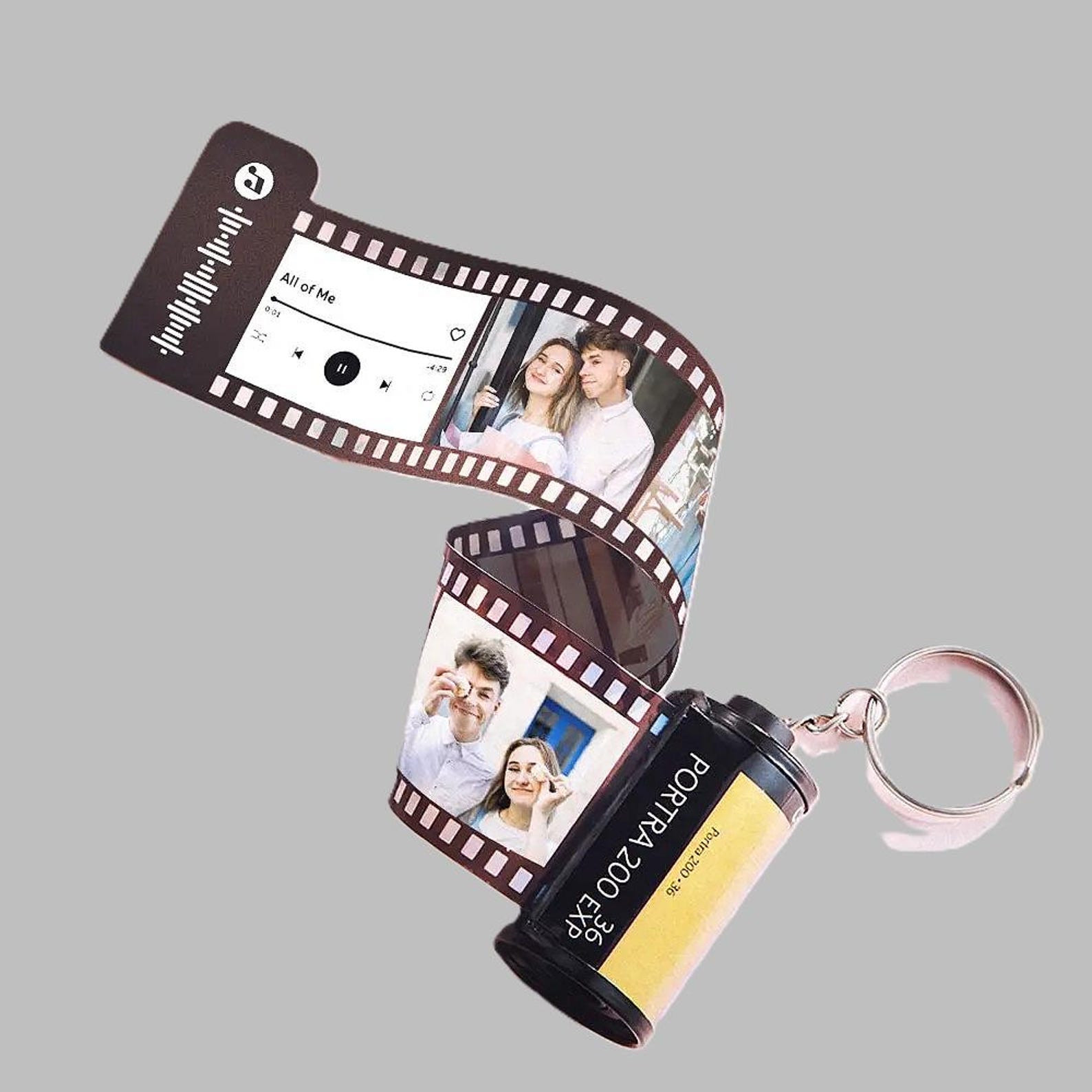 Personalized Film Roll Keychain: Scannable Music Code, Photo Keyring - Etsy