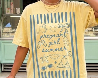 Camiseta de verano para embarazadas, colores cómodos, camiseta para anunciar el embarazo, camiseta de playa para embarazadas, camiseta para baby shower de verano, camiseta para revelar el embarazo