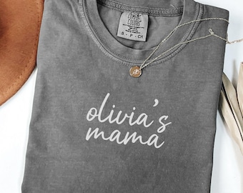 Custom Mom Shirt Comfort Colors TShirt Personalized Mom Name Shirt Minimalist Mama Tee Custom Kids Name Gift First Mothers Day Gift for Mom