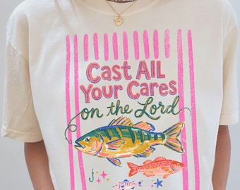 Christian Shirt Church Shirt Summer Maximalist Fish TShirt Coastal Beach Tropical Vacation Tee Bible Verse T-Shirt