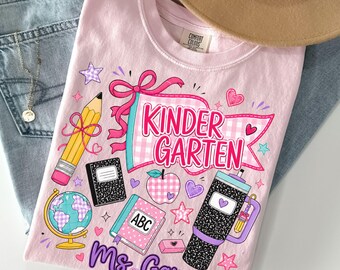 Camiseta personalizada para profesores, colores cómodos, camiseta para el primer día de clases, camiseta personalizada por nivel de grado.