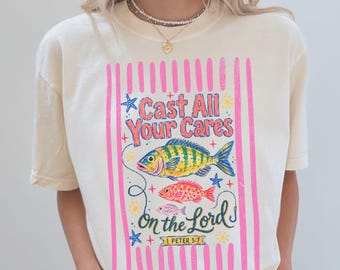 Christian Shirt Church Shirt Summer Maximalist Fish TShirt Coastal Beach Tropical Vacation Tee Bible Verse T-Shirt