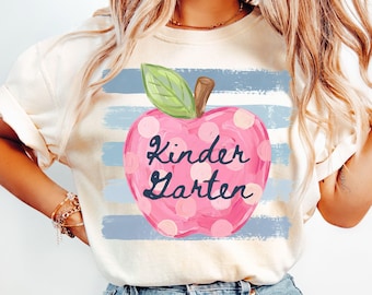 Camiseta personalizada para maestra de jardín de infantes, colores cómodos, camiseta para el primer día de clases, camiseta personalizada por nivel de grado.