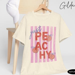 Just Peachy Shirt Comfort Colors Tee Summer Fruit Tshirt Food Pun T Shirt Retro Graphic Tee Peach Graphic Tee Summer T-Shirt 画像 11