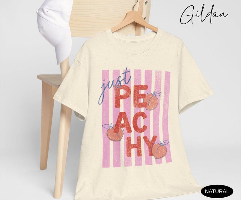 Just Peachy Shirt Comfort Colors Tee Summer Fruit Tshirt Food Pun T Shirt Retro Graphic Tee Peach Graphic Tee Summer T-Shirt 画像 11
