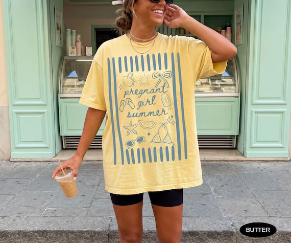 Pregnant Girl Summer Shirt Comfort Colors Tee Pregnancy Announcement TShirt Beach Pregnancy T Shirt Summer Shower Pregnancy Baby Reveal Tee